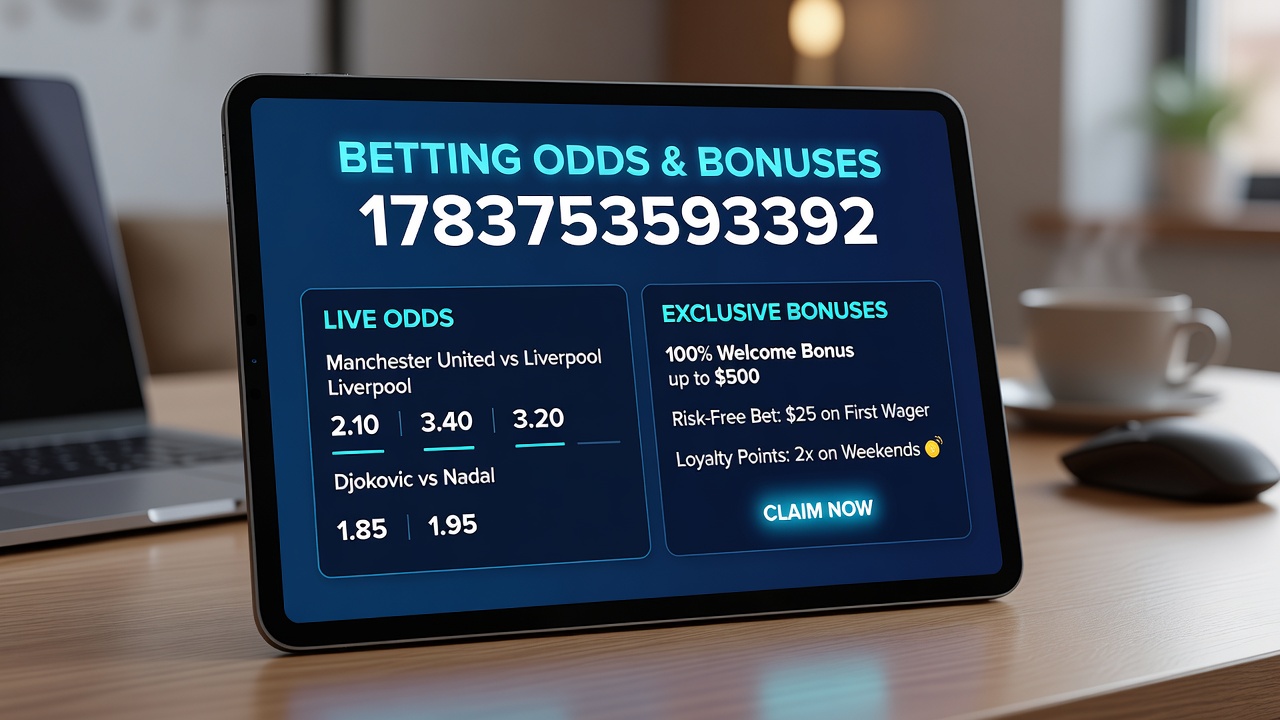 Comparison chart of betting bonus types and odds examples displayed on a tablet