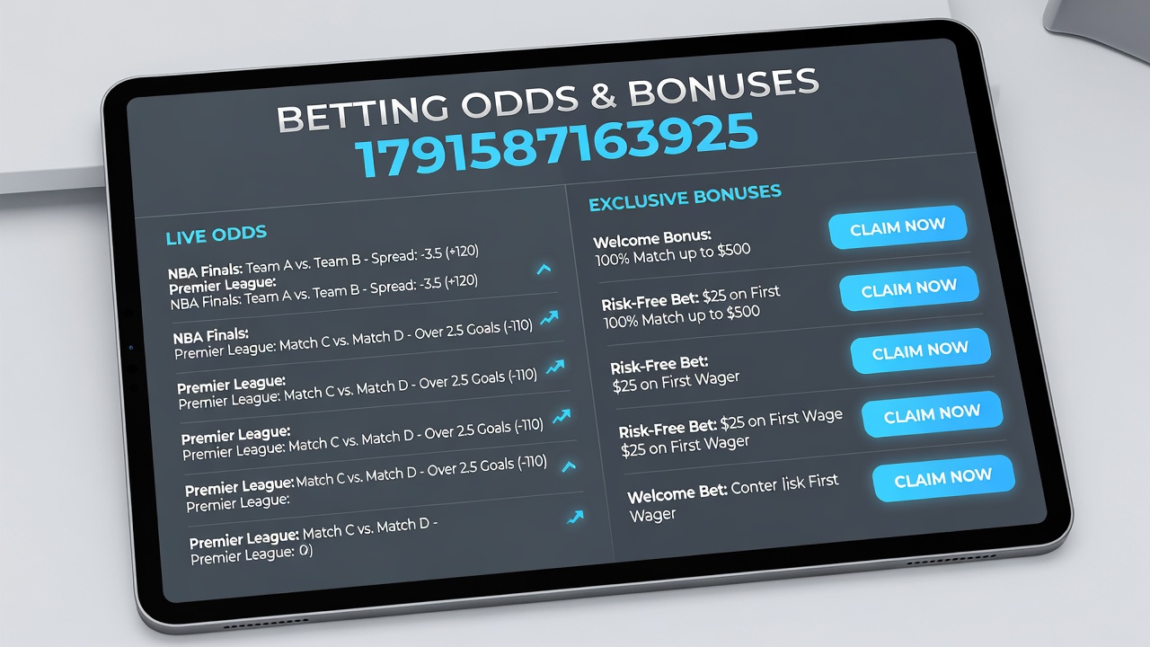 Screenshot of a betting platform displaying live odds alongside active bonus promotions