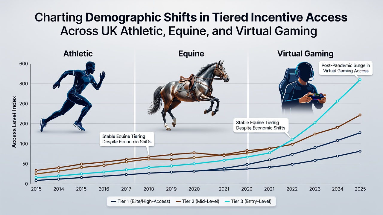 Infographic illustrating gender and regional participation rates across equine and virtual gaming incentives