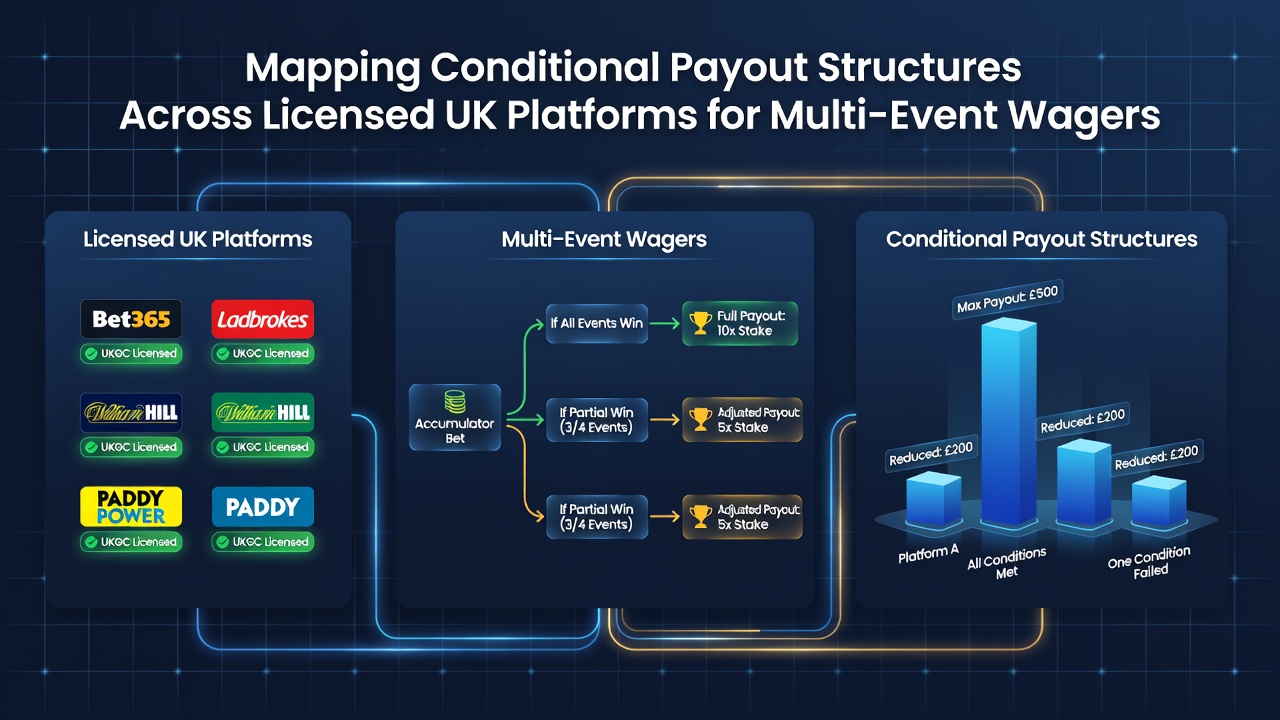 Screenshot of a UK betting platform interface showing conditional payout calculator for accumulators