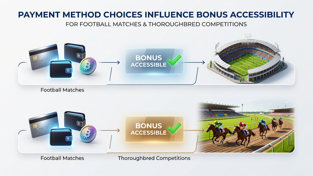 Comparison chart of payment options and bonus eligibility for slots, football, and horse racing on UK licensed sites