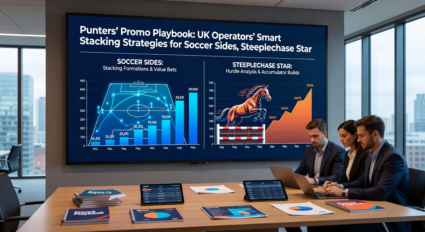 Visual breakdown of promo stacking flowchart linking soccer bets to steeplechase wins and casino jackpots