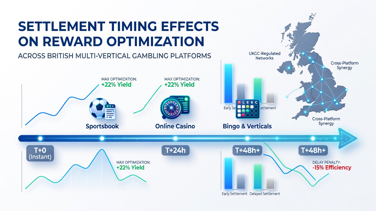 Timeline graphic illustrating settlement sequences between sports betting and casino rewards on UK platforms