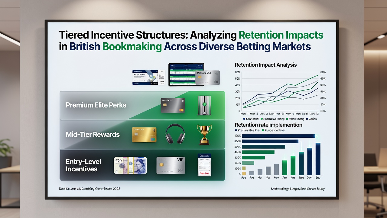 Analytics dashboard from a UK bookmaker illustrates retention curves segmented by tier level for racing and casino verticals